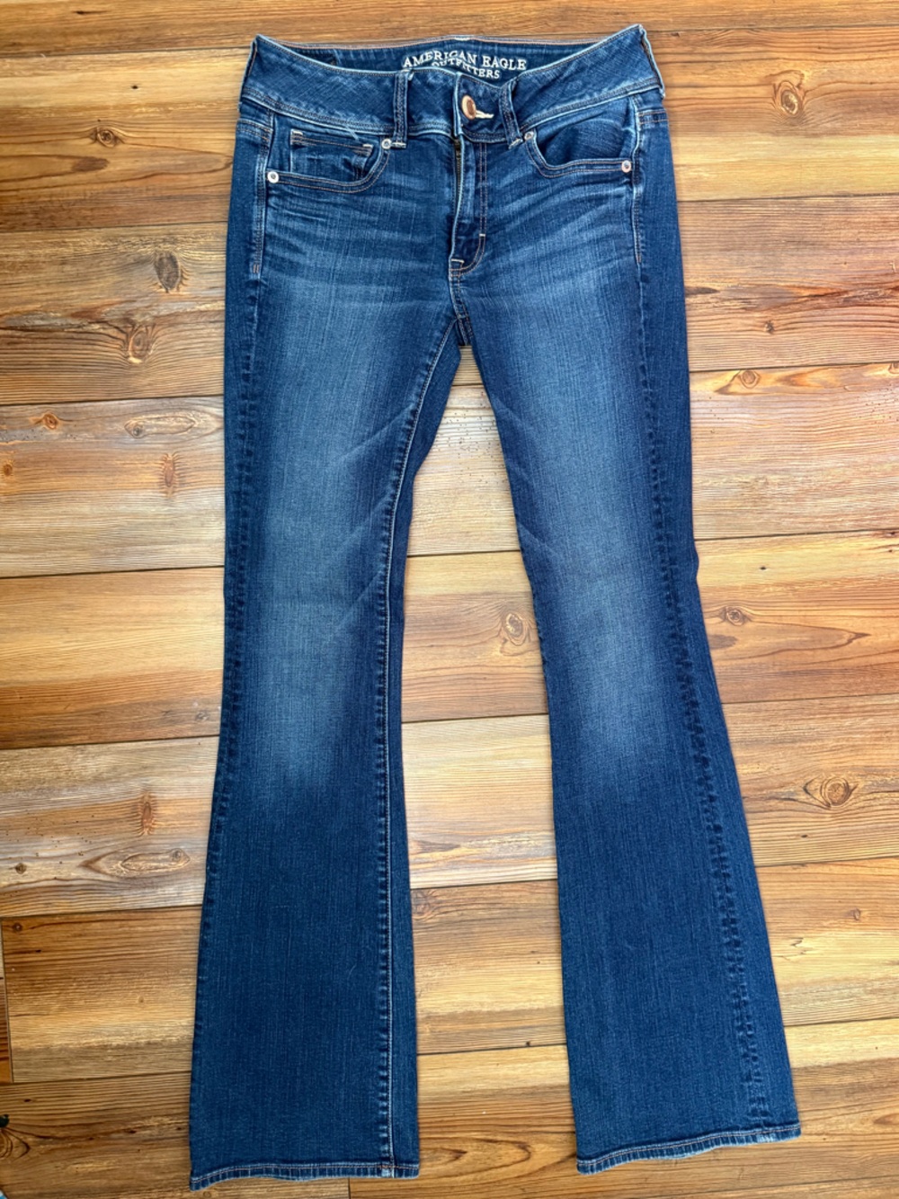 American Eagle Kick Boot Jeans Womens 2 Regular Dark Wash Stretch Bootcut